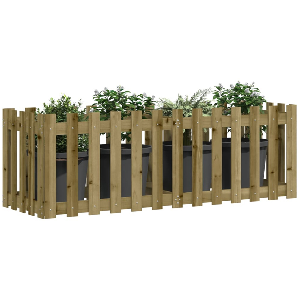 vidaXL Brown Impregnated Solid Pine Wood Fence Design Raised Garden Bed 50 x 150 x 50cm Image 2