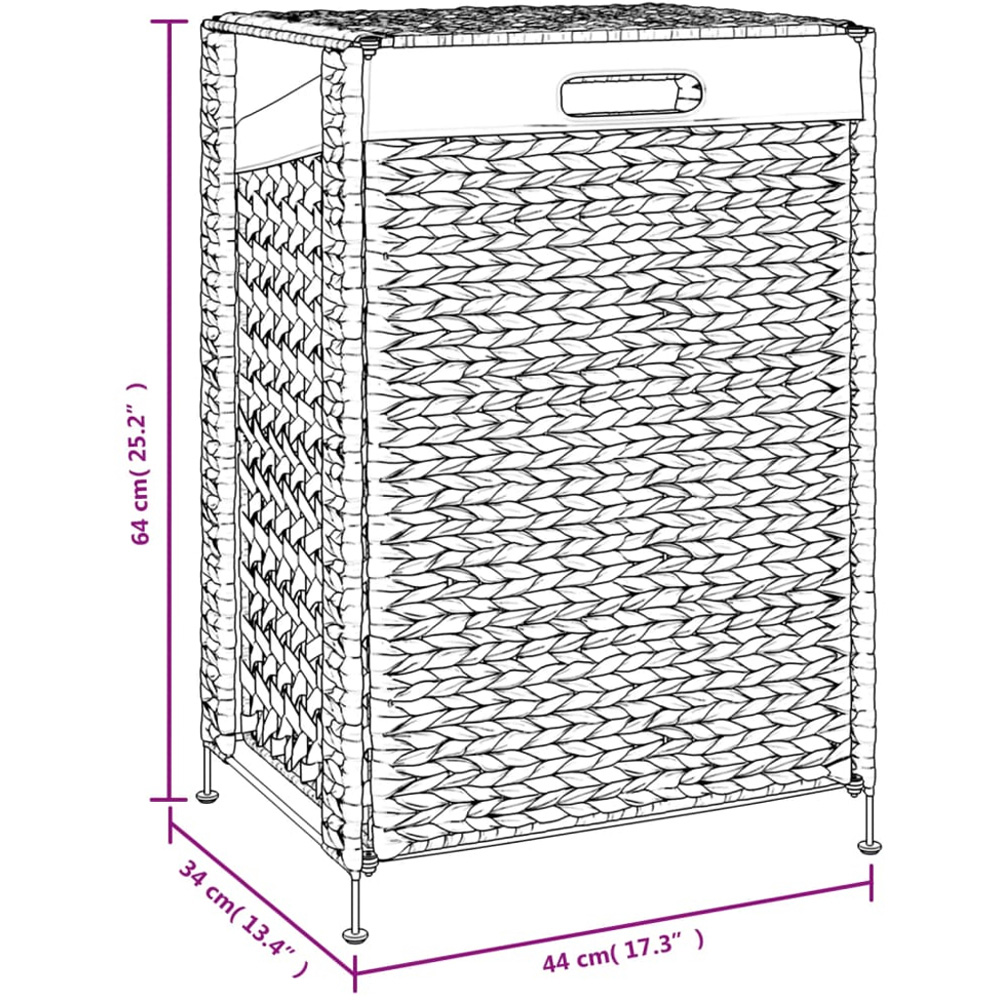 vidaXL Brown Water Hyacinth Laundry Basket 64 x 44 x 34cm Image 6