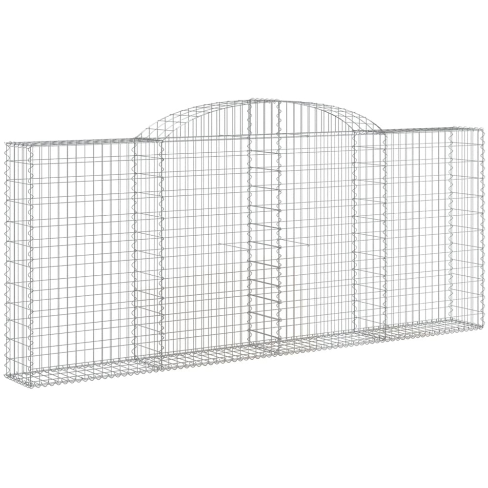 vidaXL Silver Galvanised Iron Arched Gabion Basket 300 x 30 x 120/140cm 12 Pack Image 1
