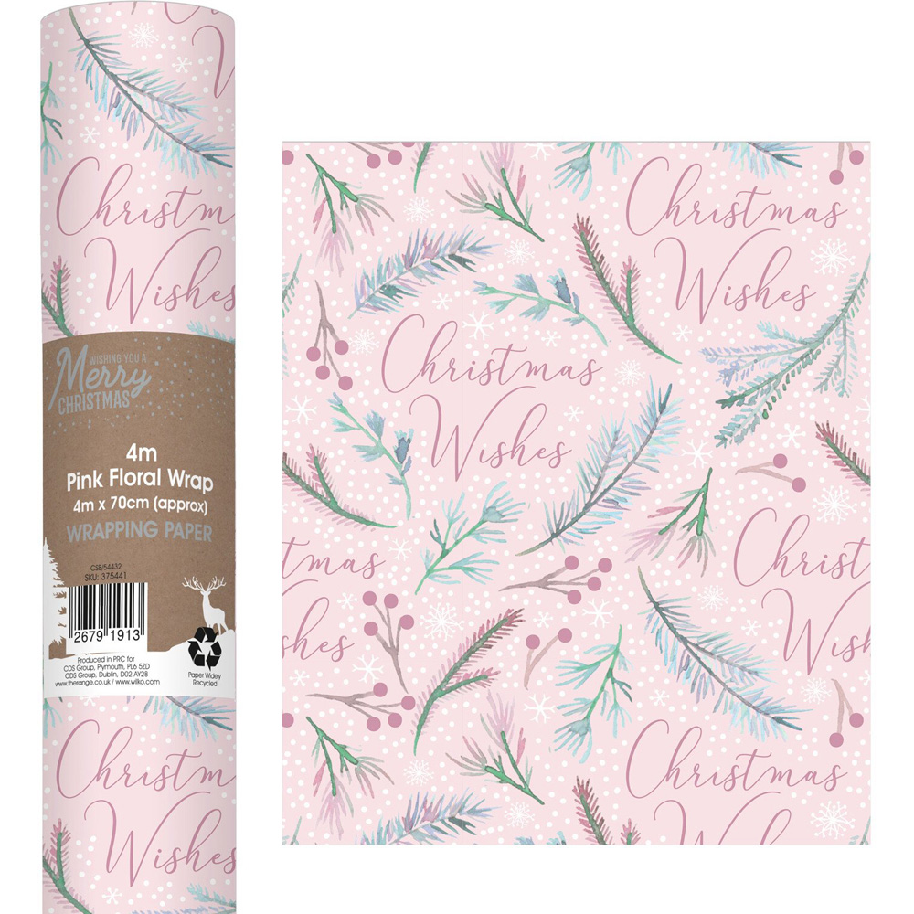 Pink Floral Gift Wrap - Pink Image 3