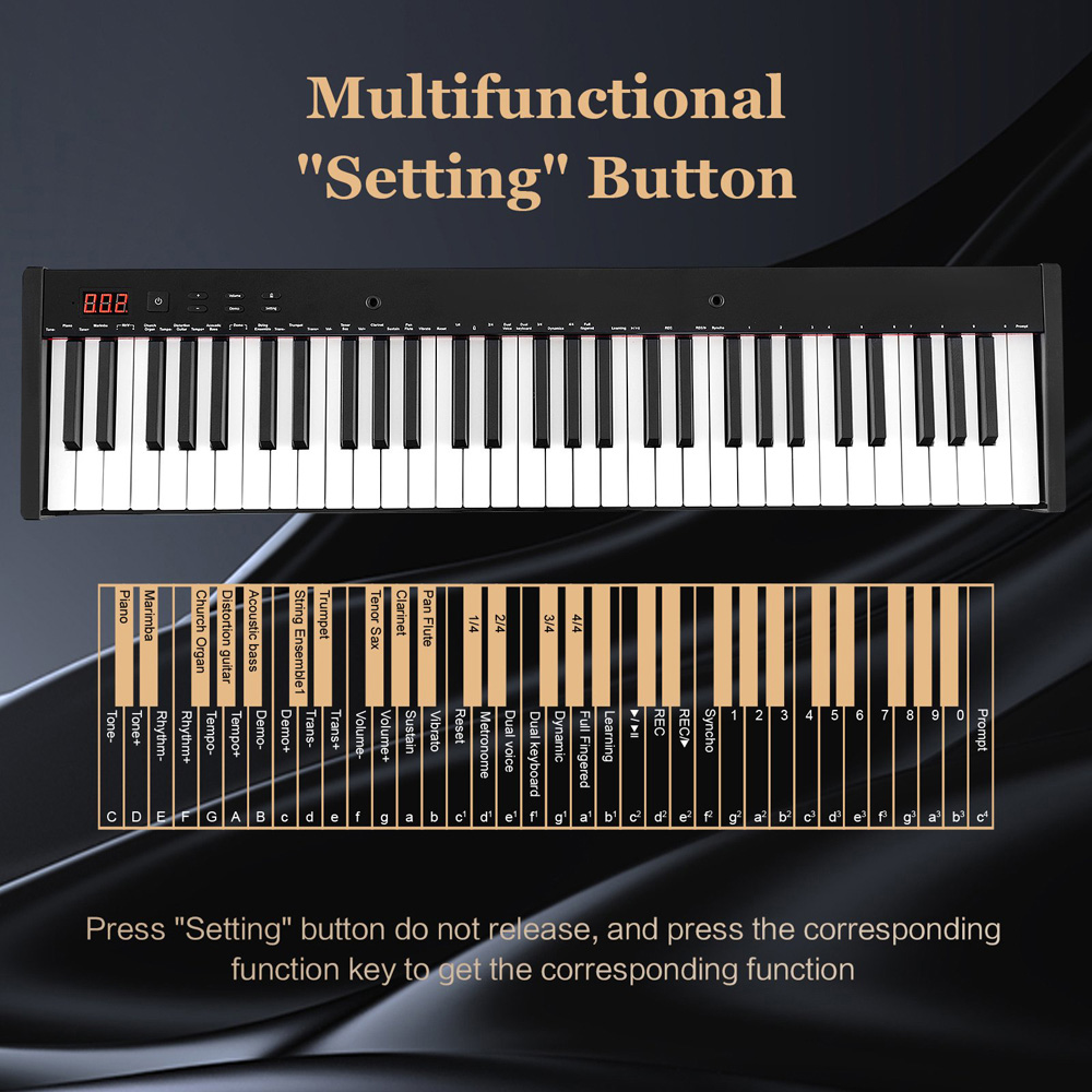 Costway MU10106GB 61 Key Portable Electronic Keyboard Piano with Stand Image 5