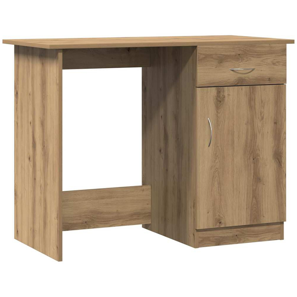 vidaXL Single Door Single Drawer Computer Desk Artisan Oak Image 2