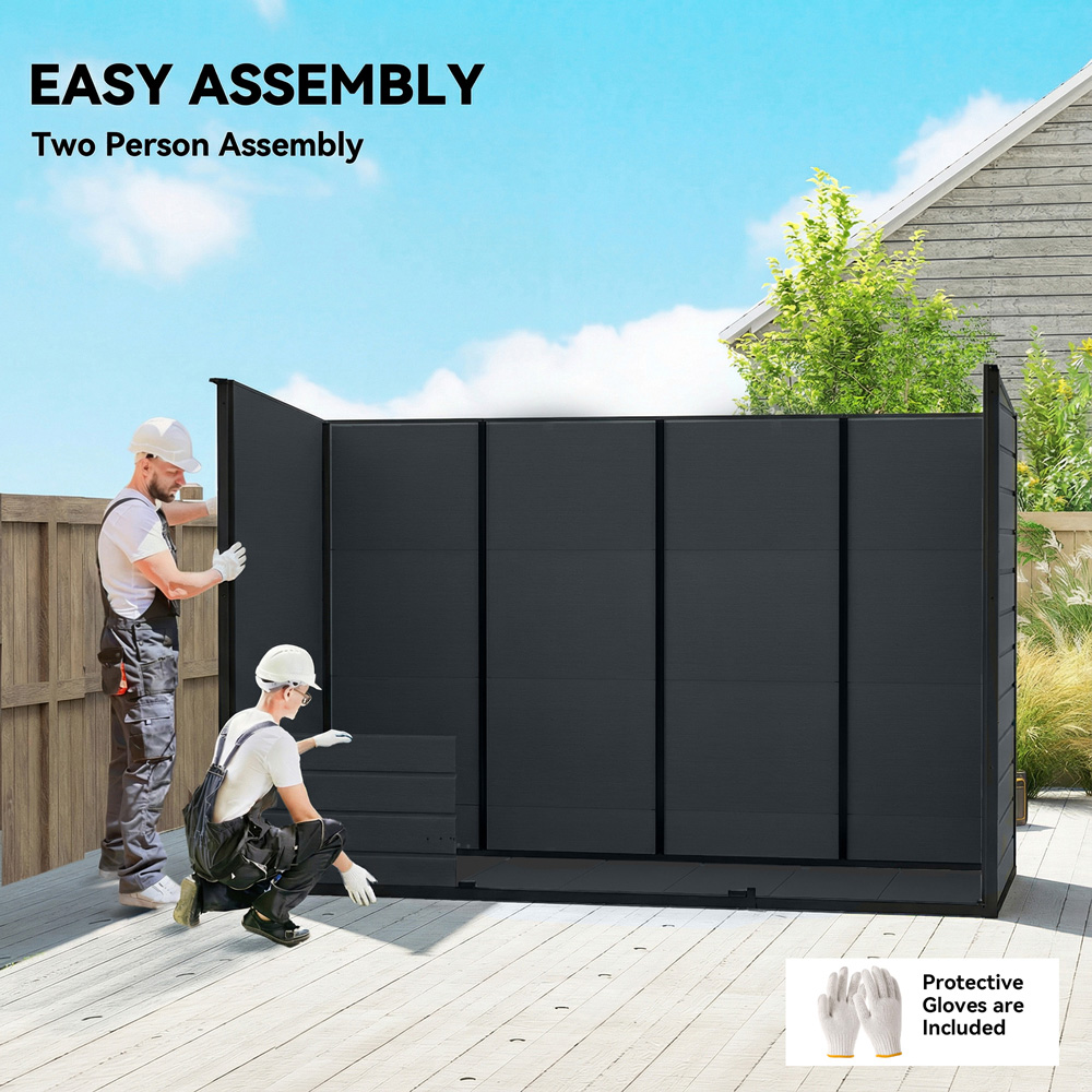 Outsunny 10 x 4ft Dark Grey Pent Garden Shed with Built-In Floor Image 6