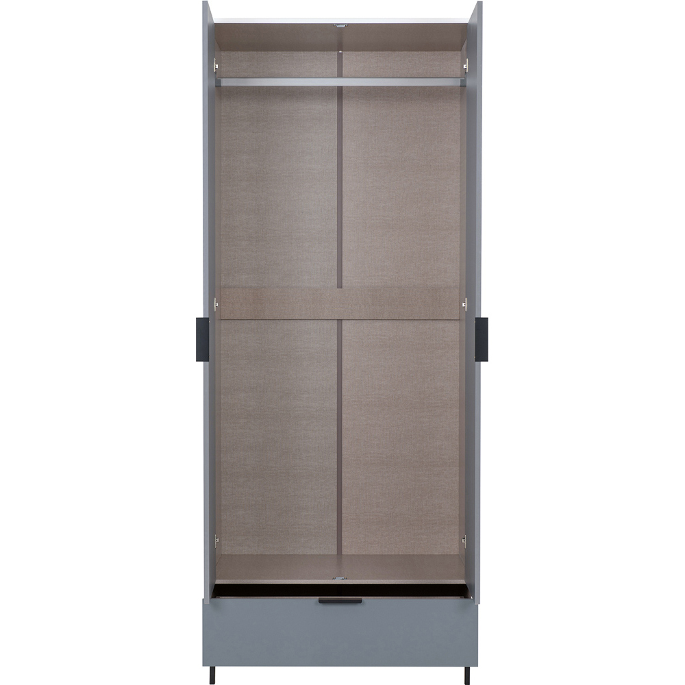 Seconique Madrid 2 Door Wardrobe Grey and White Gloss Bedroom Furniture Set Image 4