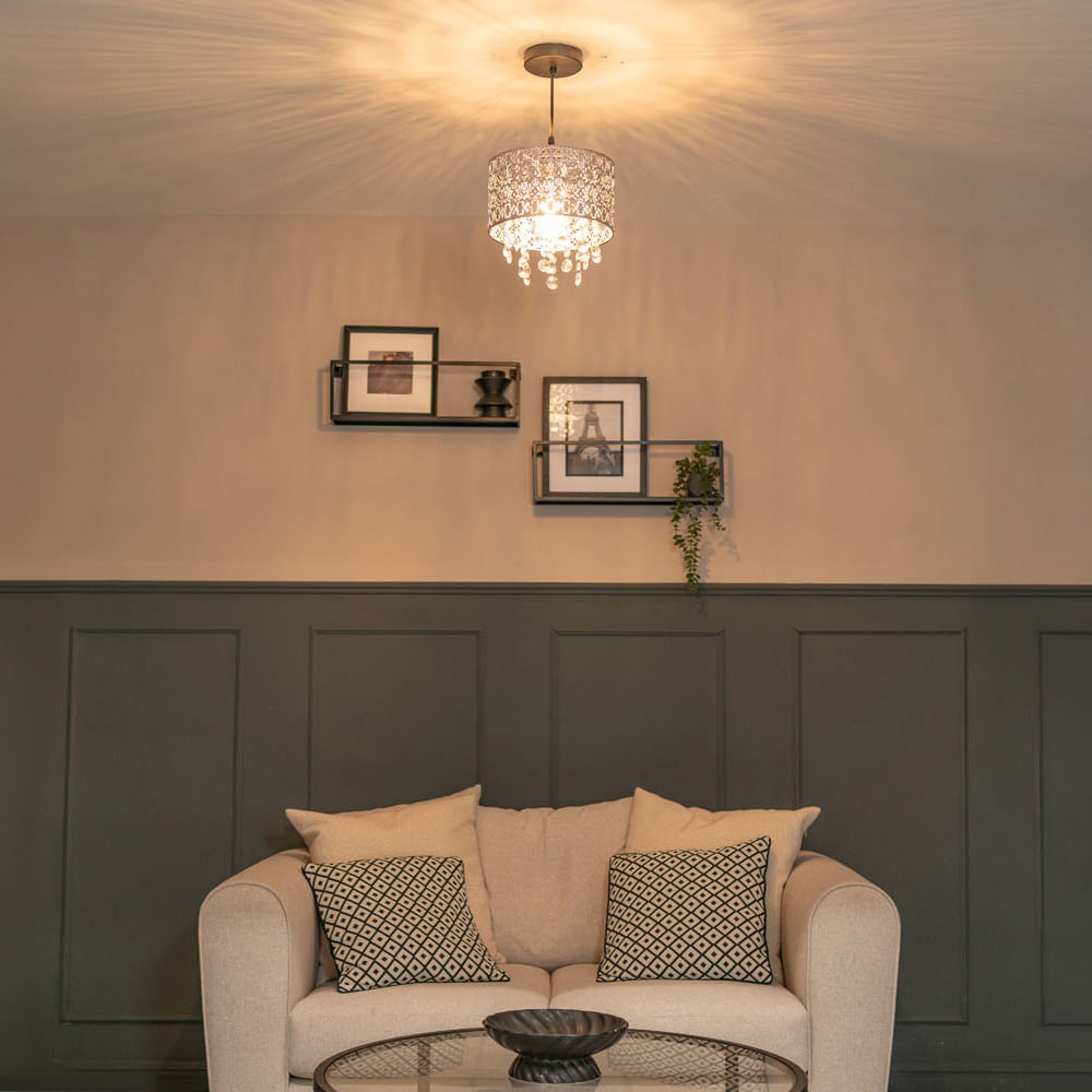 ValueLights Enna Silver Metal Droplet Easy Fit Light Lamp Shade Image 5