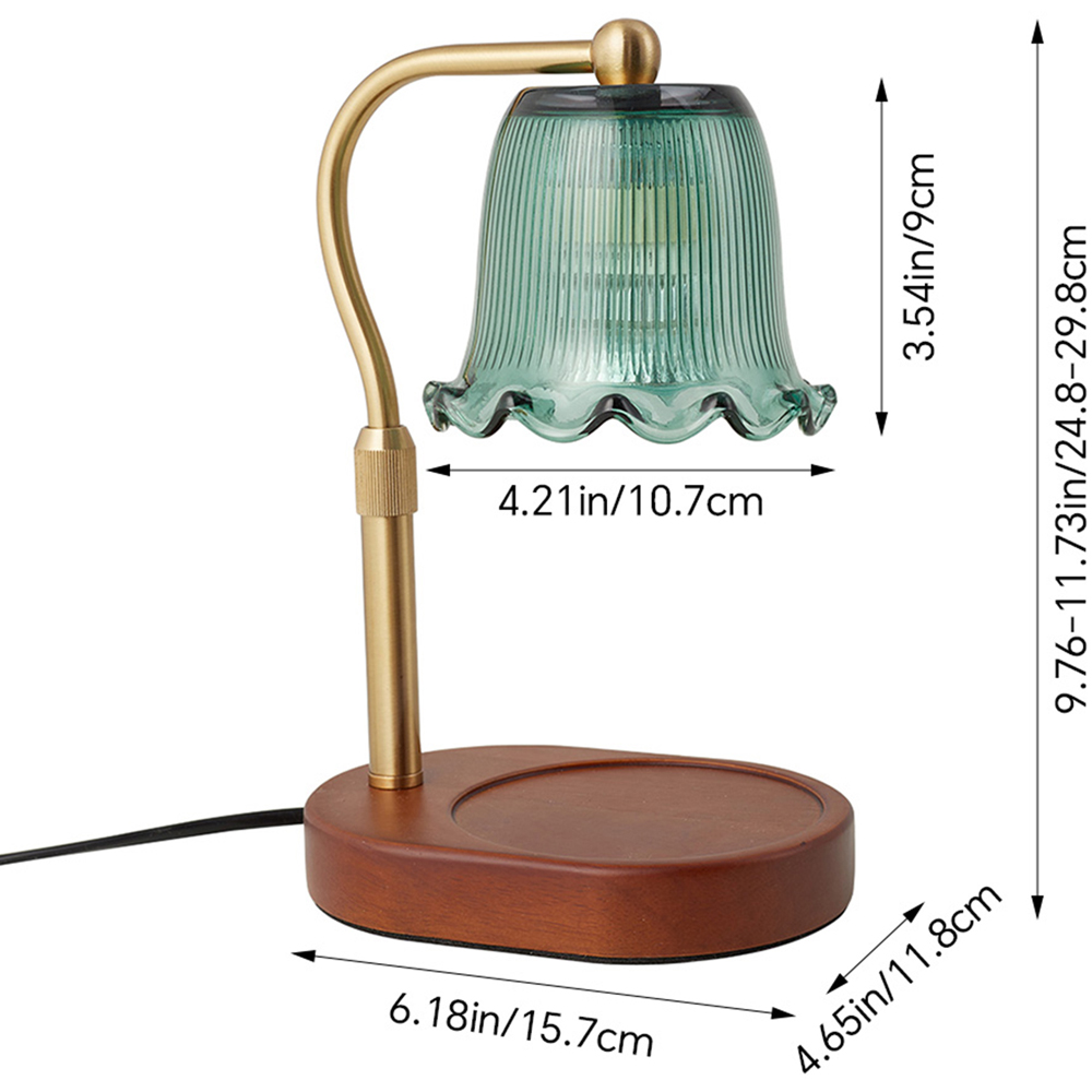 Living and Home Green Glass Candle Warmer Lamp with Dimming Image 8
