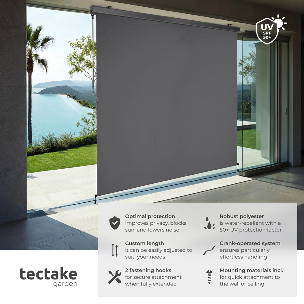 tectake Eloise Black Vertical Awning with 2 Wall Brackets 2 x 2.5m Image 6