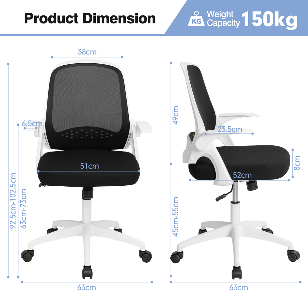 Costway White Adjustable Ergonomic Swivel Office Chair Image 9