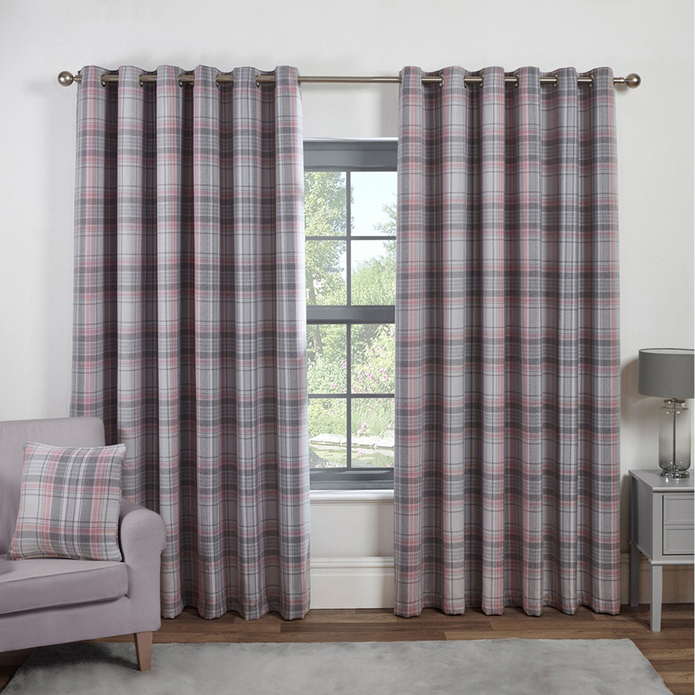 Divante Hatfield Blush Check Blackout Curtains 168 x 183cm Image 2