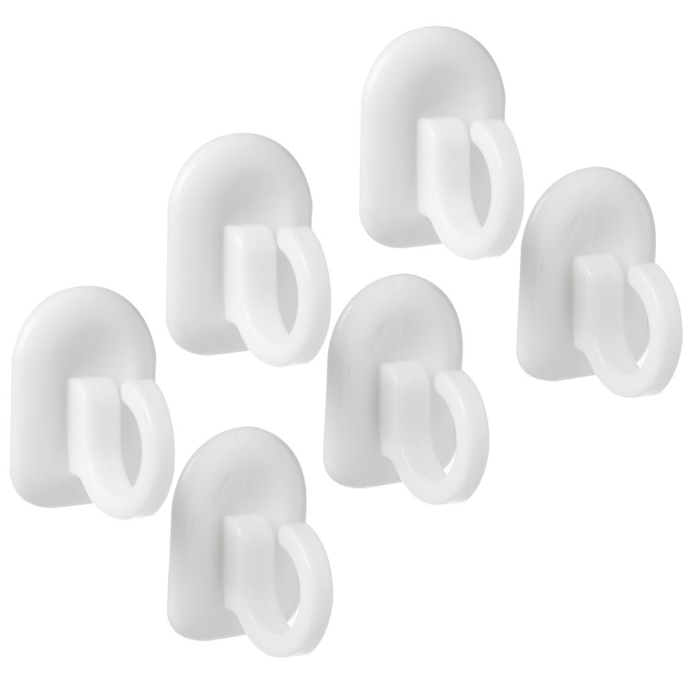 Wilko White Small Self Adhesive Hooks 6 Pack