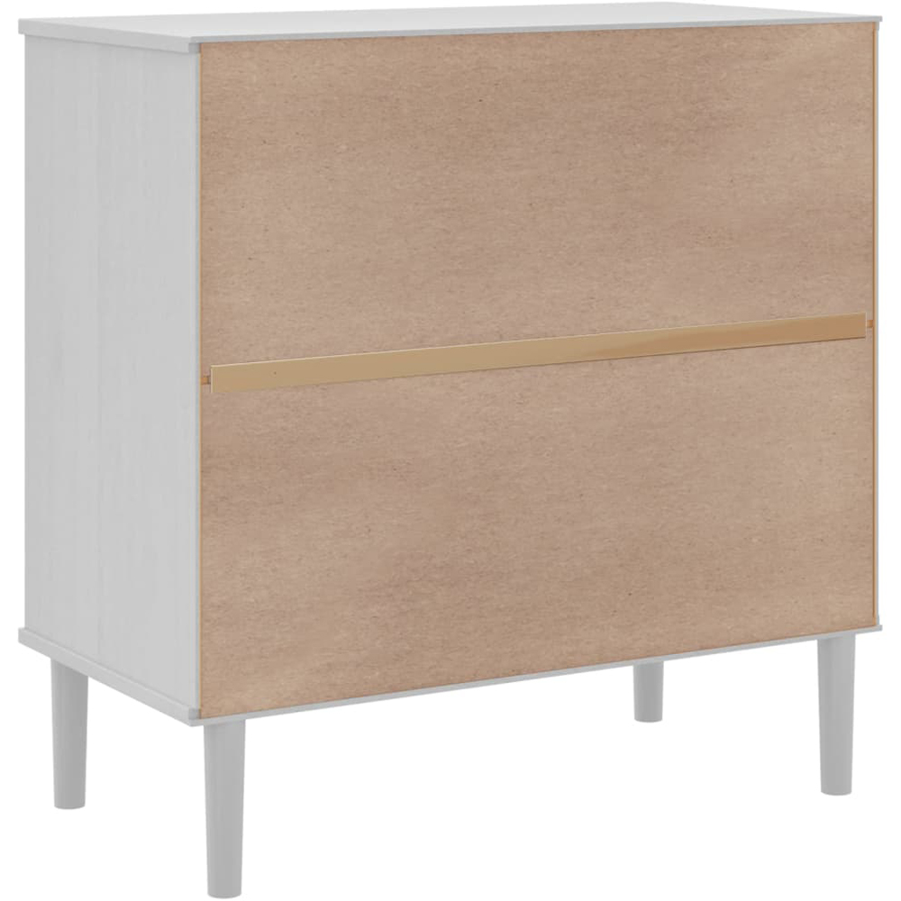 vidaXL Senja Single Door 4 Drawer White Solid Pine Wood Rattan Look Sideboard Image 5