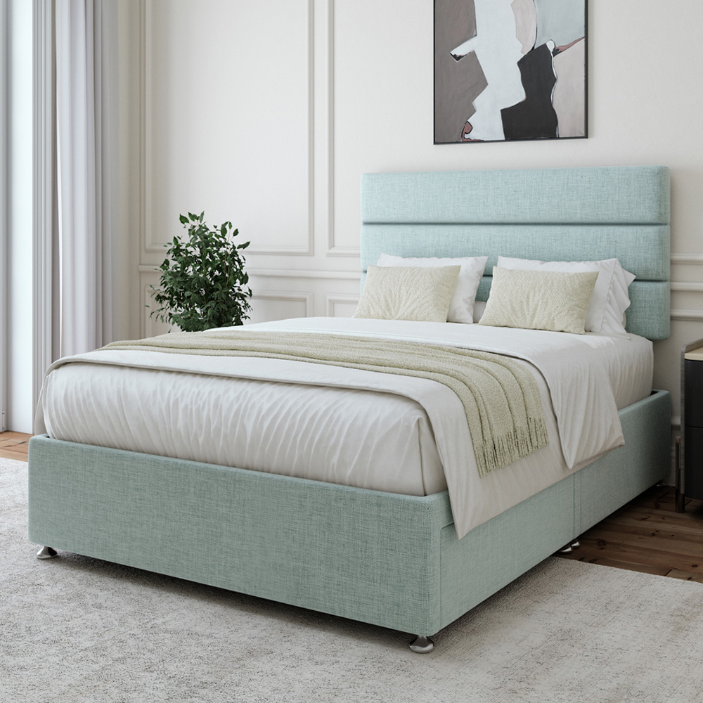Bedmaster Double Duck Egg Linen 2 Drawer Divan Base Image 1