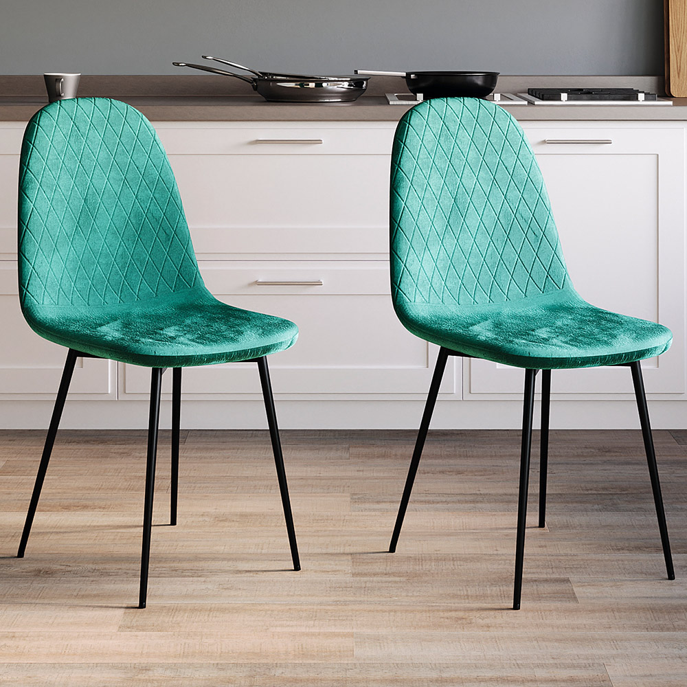 Vida Designs Luton Set of 2 Green Dining Chairs Image 1