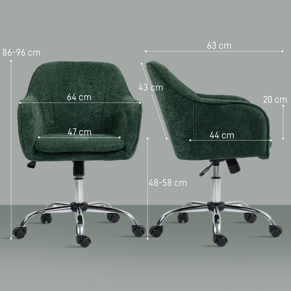 Portland Green Snow Flannel Height Adjustable Swivel Tub Chair Image 9