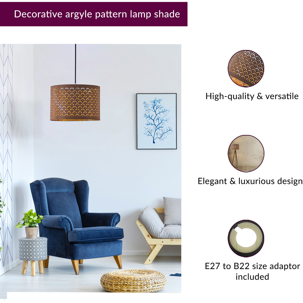 Innoteck Brown and Gold Reflective Drum Lamp Shade Image 4