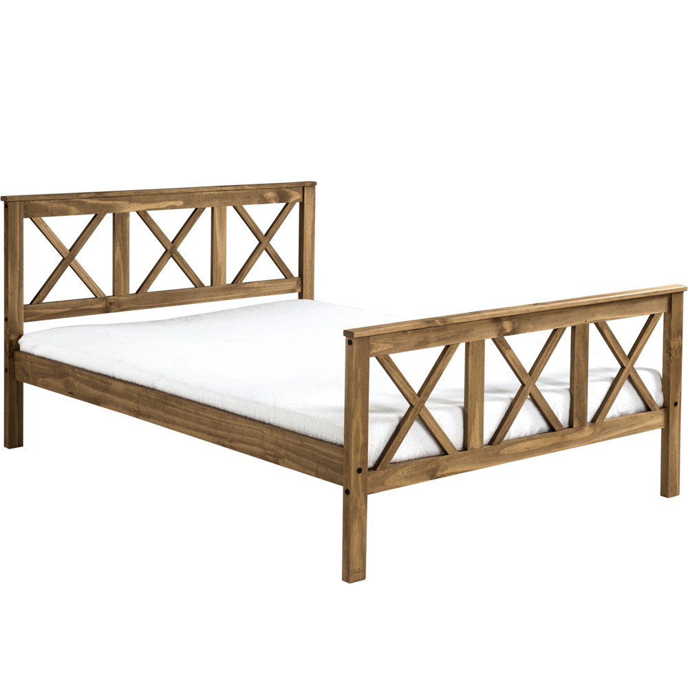 Seconique Salvador Double Distressed Waxed Pine Bed with High End Image 2