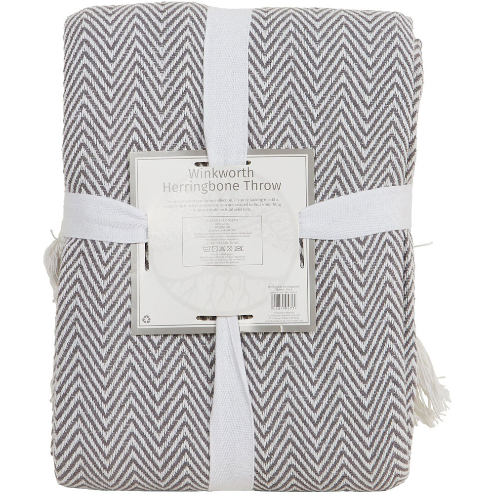 Winkworth Herringbone Throw - Grey Image 3