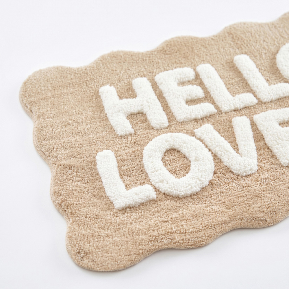 Allure Bath Fashions Hello Lovely Slogan Scalloped Non-Slip Bath Mat 50 x 80cm Image 3