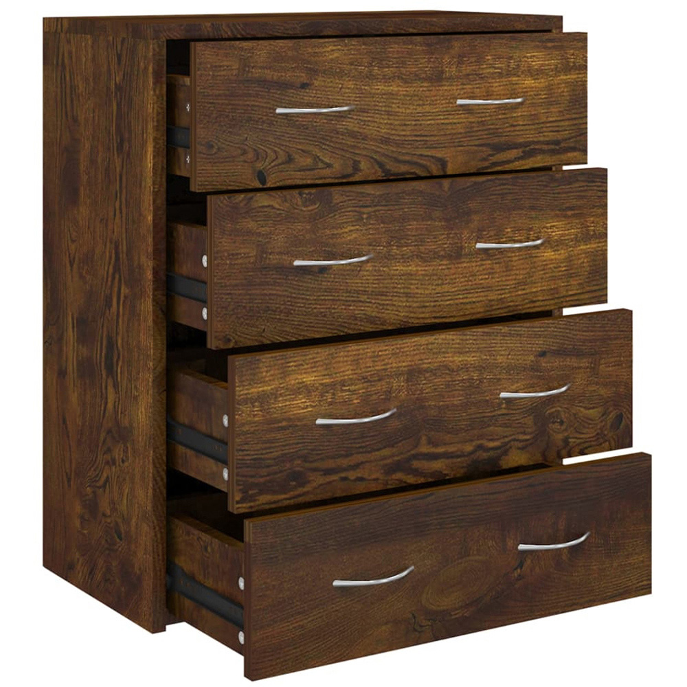 vidaXL 4 Drawer Smoked Oak Sideboard Image 2