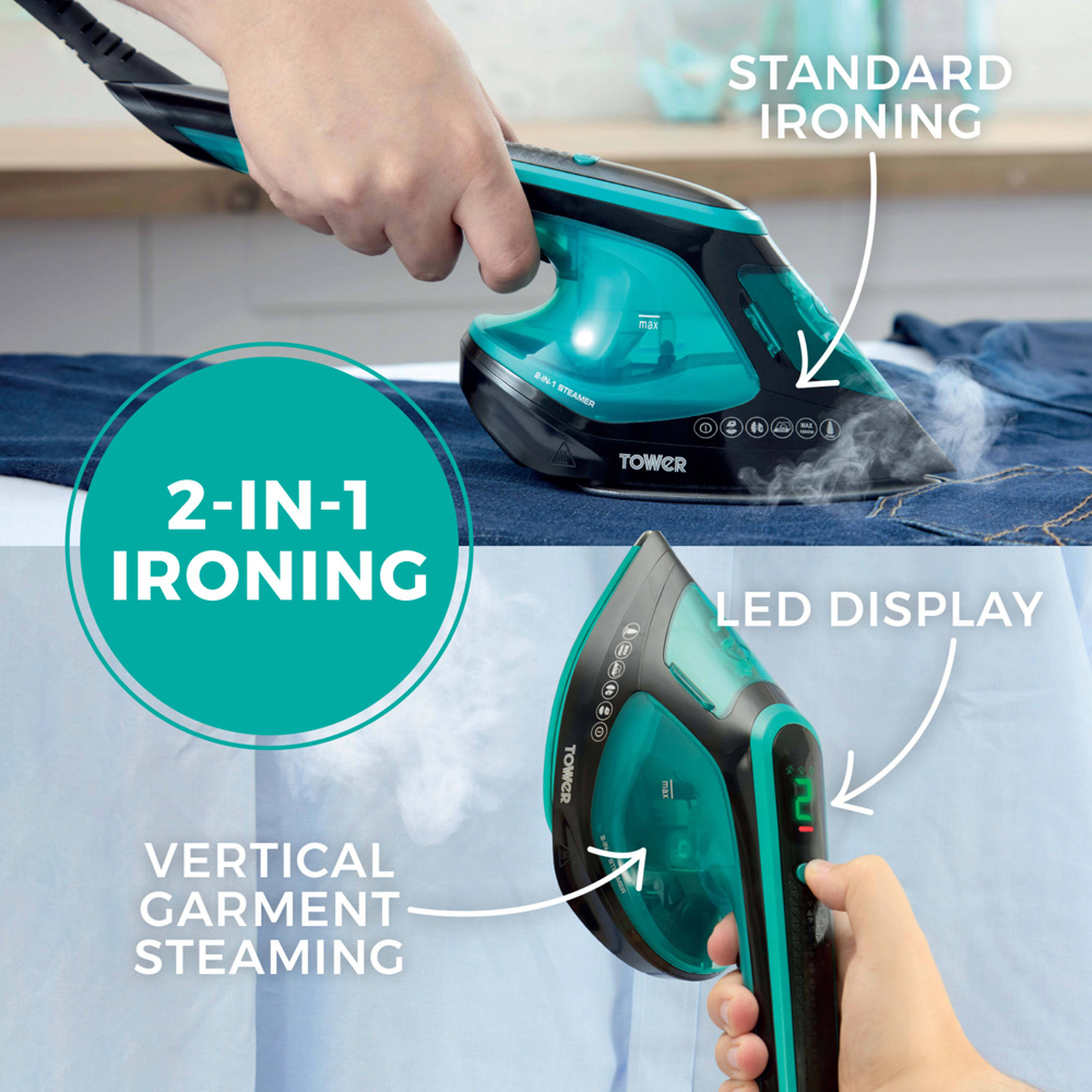 Tower T22031TL 2-in-1 Teal Garment Steamer and Iron Image 4