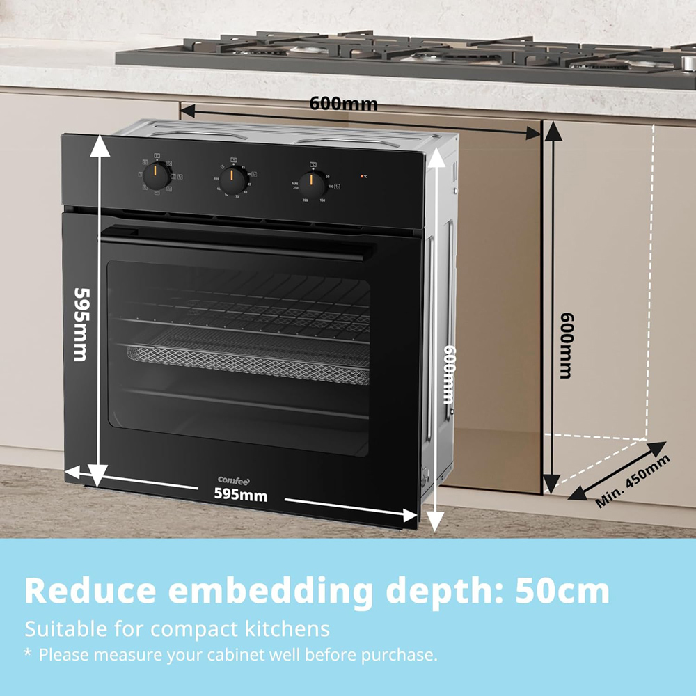Living and Home AJ0804 Black 60L Built-In Electric Oven with Air Fry Image 4