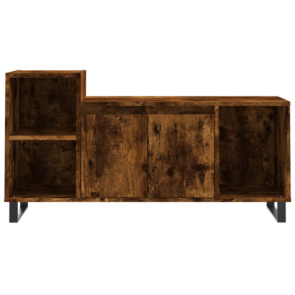 vidaXL 2 Door 3 Open Shelf Brown TV Cabinet with Black Metal Legs Image 3