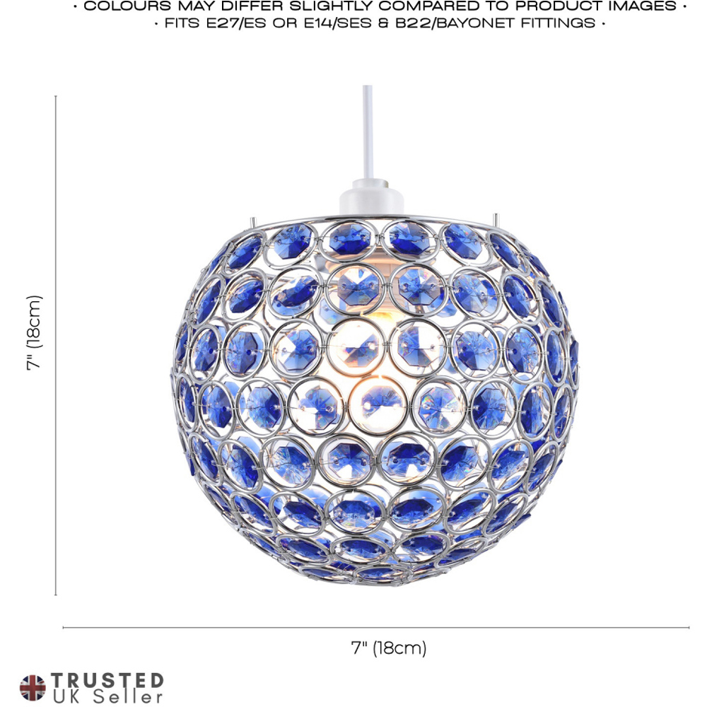 Happy Homewares Round Globe Small Blue Acrylic Bead Jewels Pendant Shade Image 7