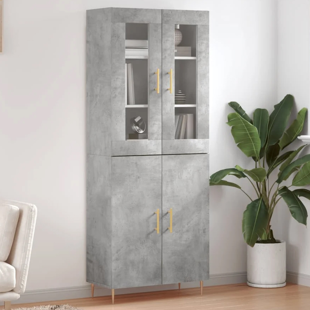 vidaXL 4 Door Concrete Grey Highboard Image 1