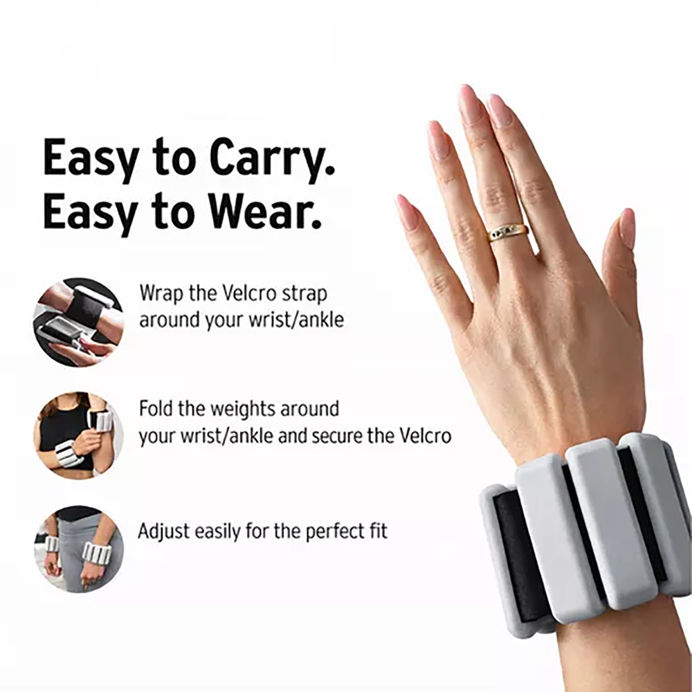 Head Grey Wrist and Ankle Weighted Bangle 1kg 2 Pack Image 3