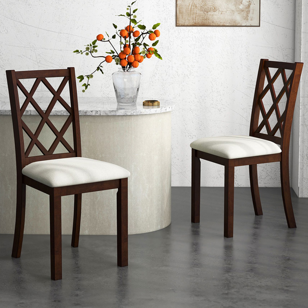 Costway Set of 2 Brown Dining Chairs with Inclined Backrest Image 1