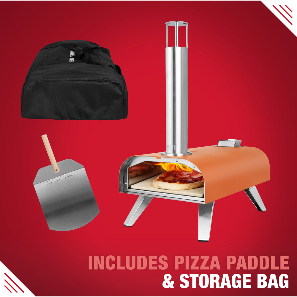 George Foreman Deep Orange 12 inch Wood Pellet Outdoor Pizza Oven with Carry Bag and Paddle Image 8