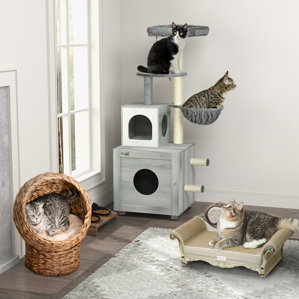 PawHut Enclosure Grey Cat Litter Box Image 3