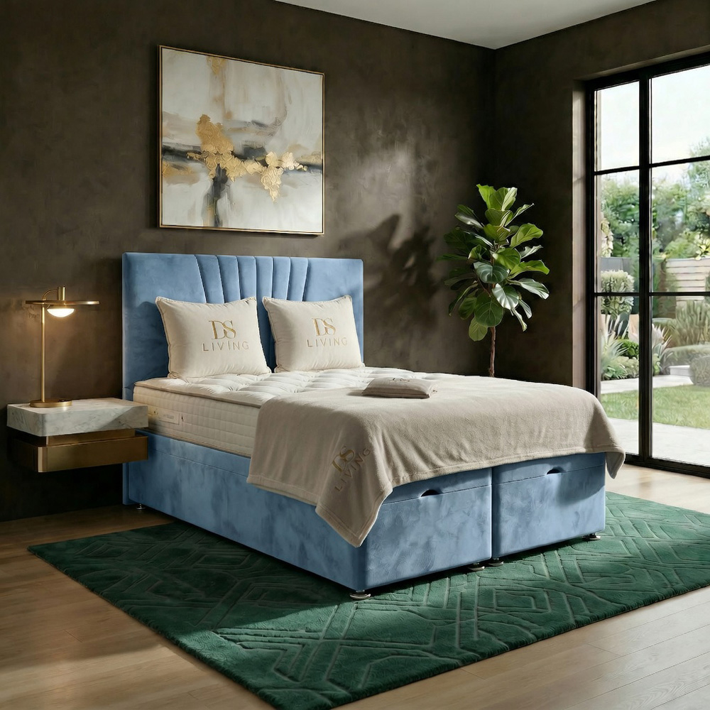 DS Living Vesper Single Sky Blue Ottoman Bed Image 6