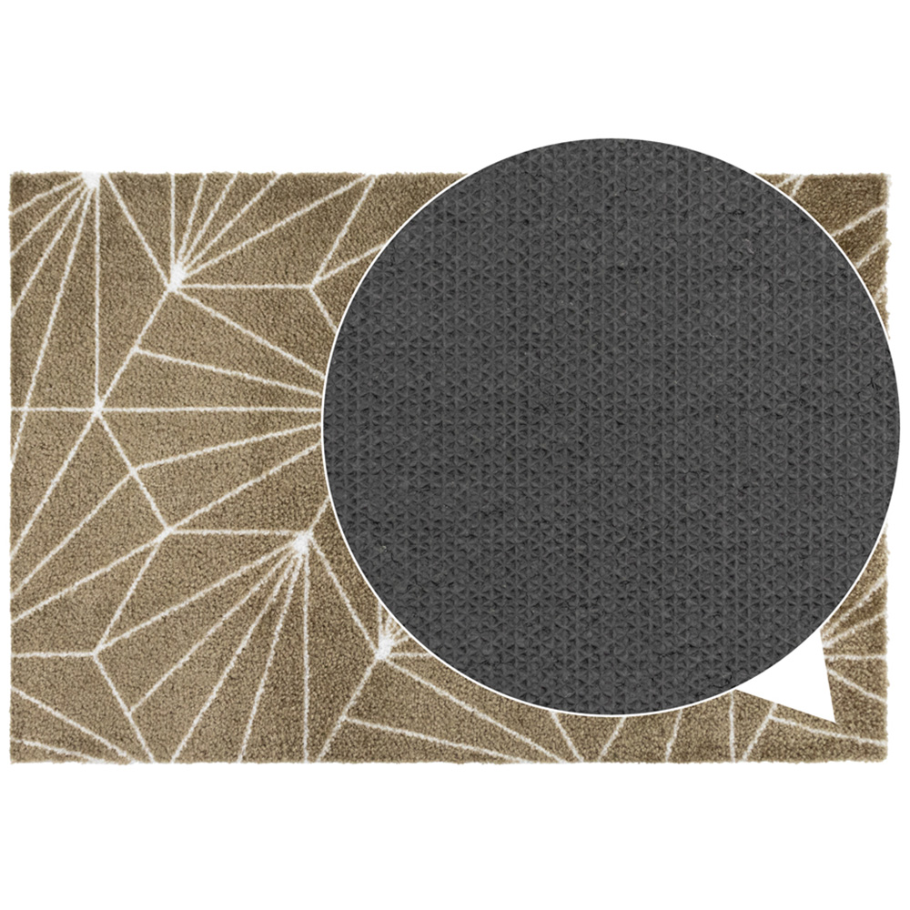 JVL Mega Brown Geo Latex Backed Door Mat and Runner Set Image 6