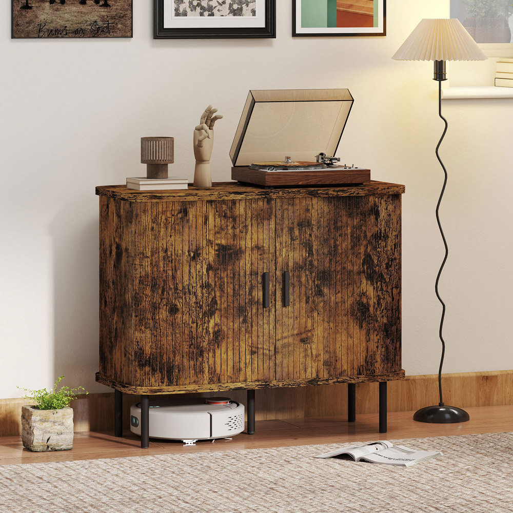 HOMCOM Brown Sideboard Storage Cabinet Image 4