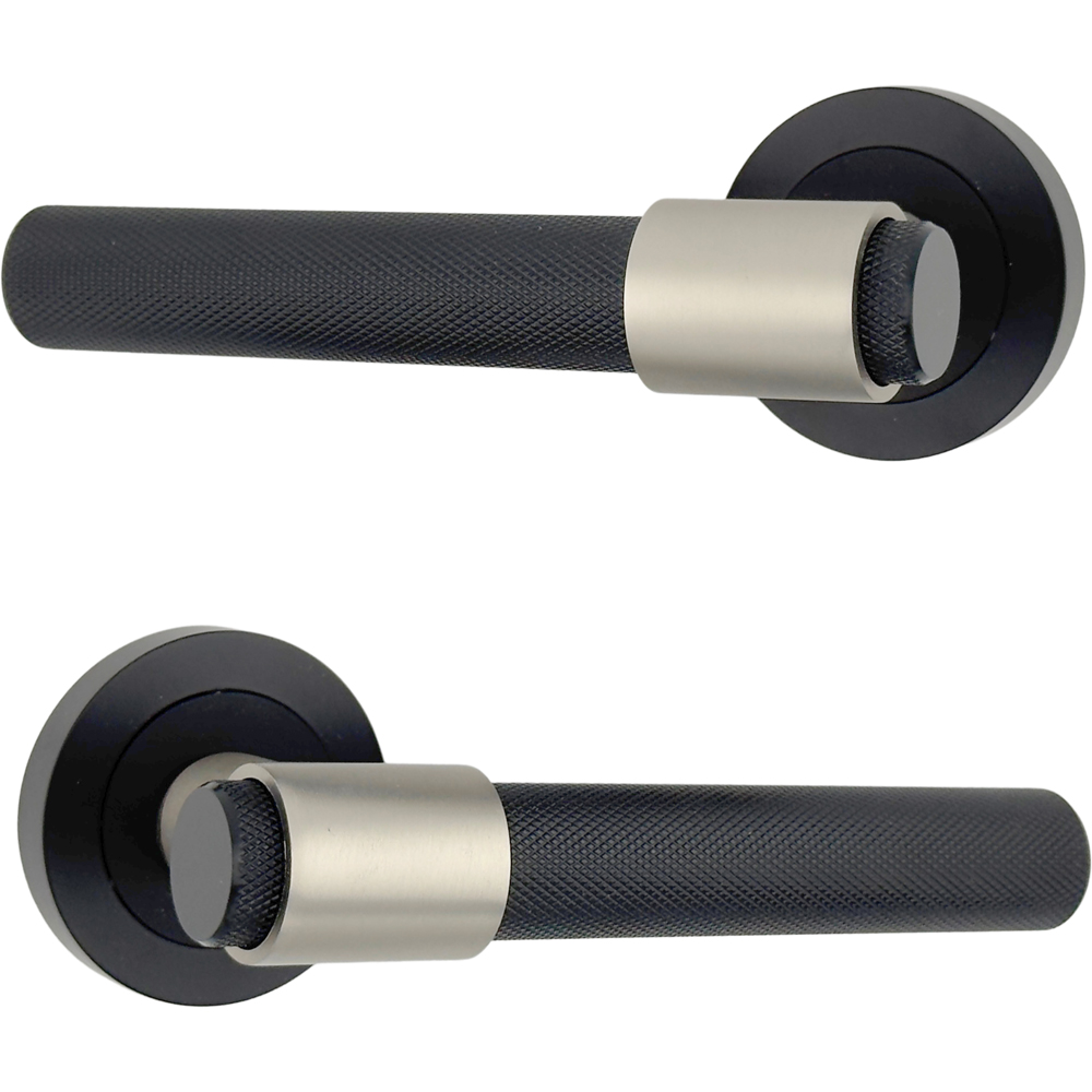 AXS Hardware Dakota Black Knurled Door Handle on Rose Image 1