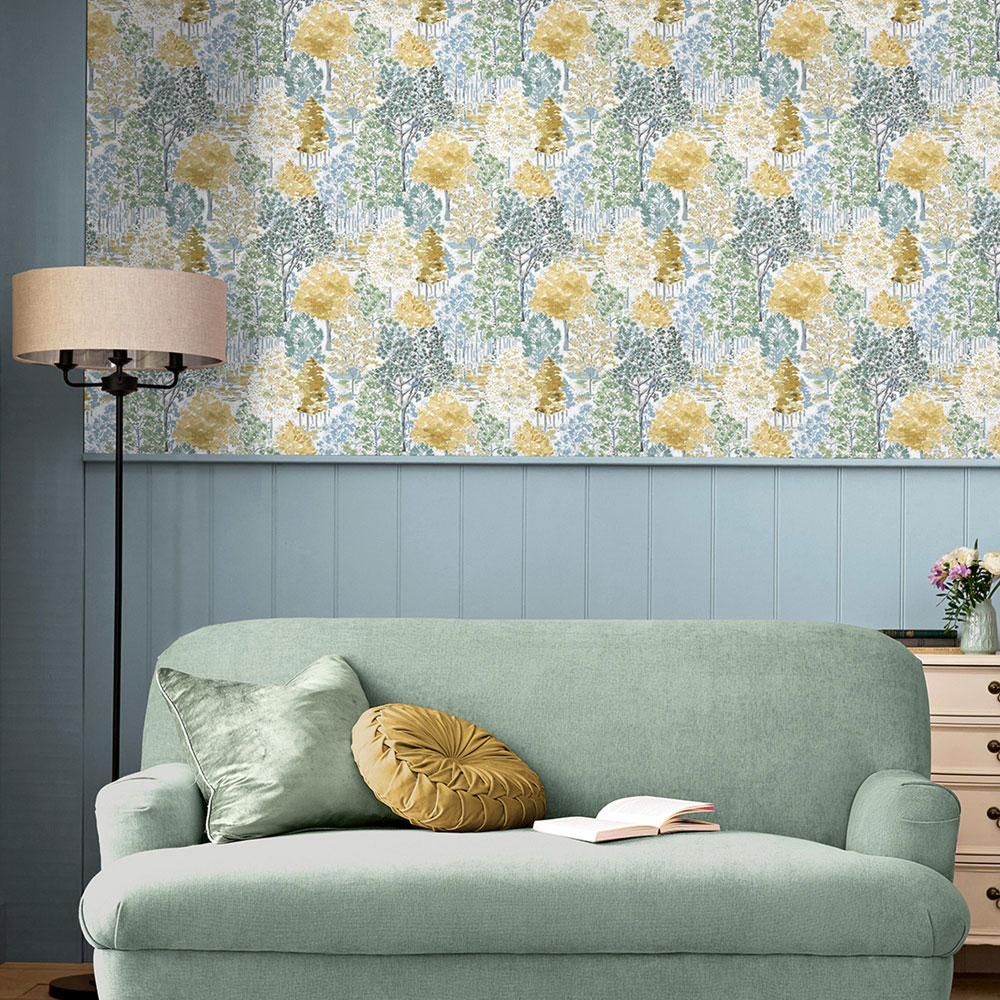 Laura Ashley Bernwood Wallpaper Ochre Yellow Wallpaper Image 3