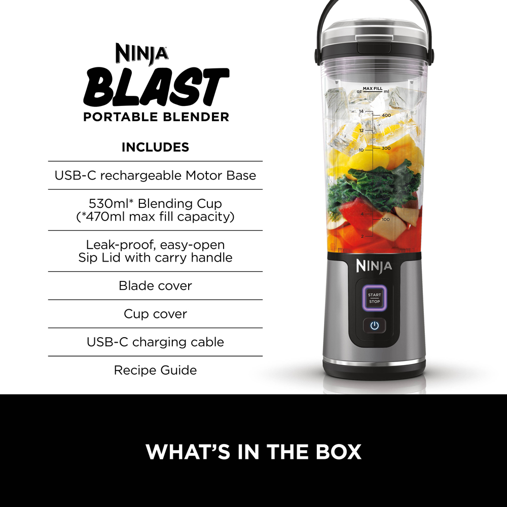 Ninja Blast BC151UKBK Black 530ml Cordless Portable Blender Image 8