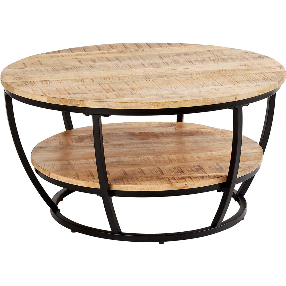 Home Source Albany 2 Tier Mango Wood Round Coffee Table Image 2
