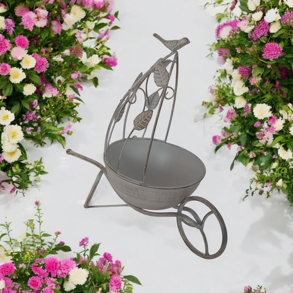 Acacia Home Cream Metal Garden Planter 36cm Image 2