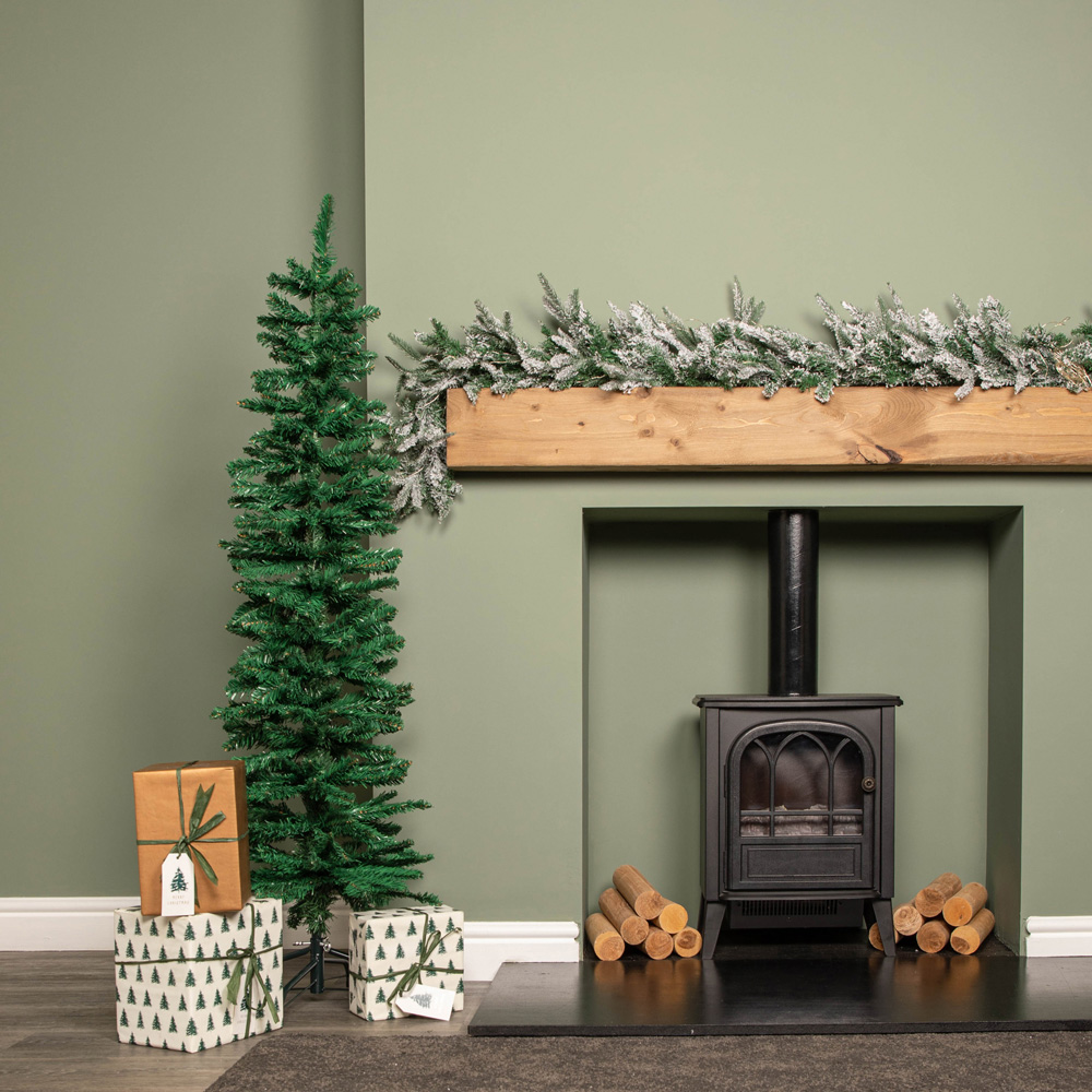 Samuel Alexander Green Pencil Artificial Christmas Tree with Green Metal Stand 5ft Image 7