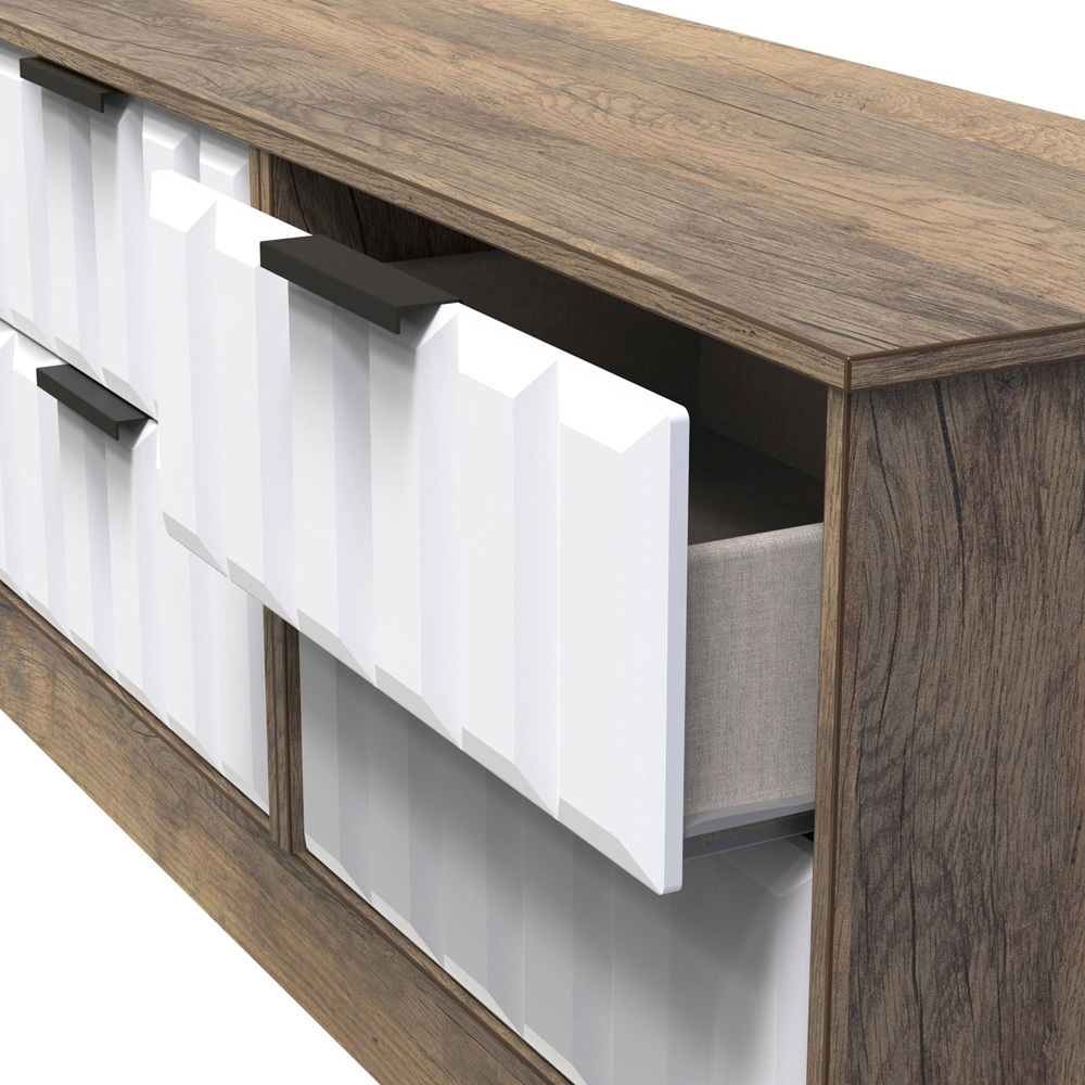 Crowndale New York 4 Drawer White Matt and Vintage Oak Chest of Drawers Ready Assembled Image 6