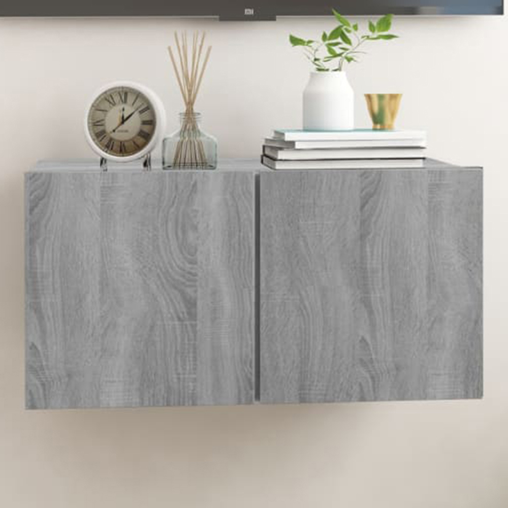 vidaXL 2 Door Grey Sonoma TV Cabinet Image 1