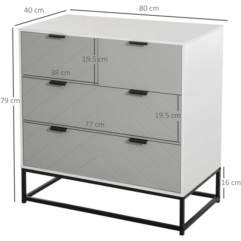 Portland 4 Drawer White and Grey Chest of Drawers Image 8