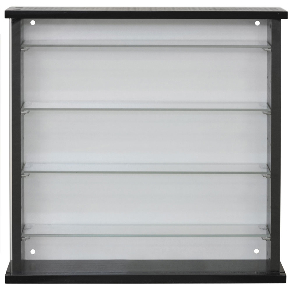 Watsons Exhibit 4 Shelf Black Glass Wood Wall Display Cabinet Image 3