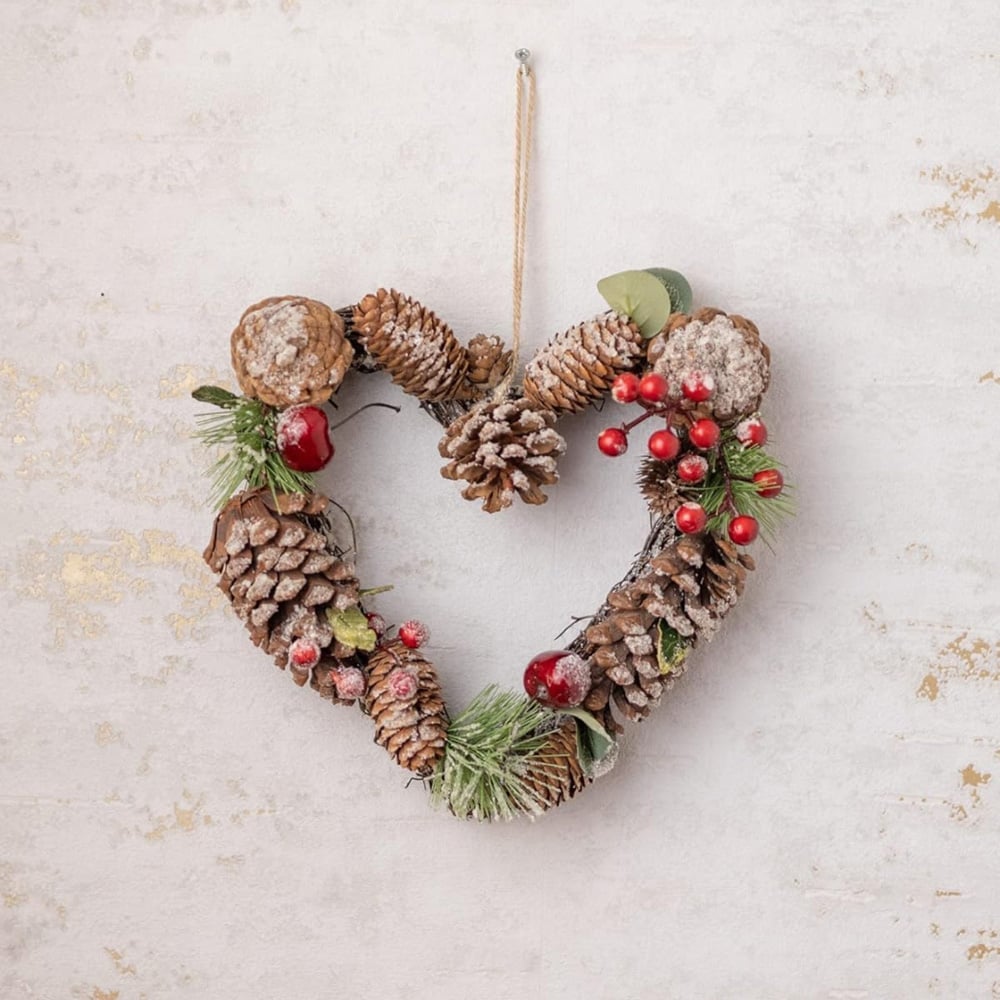 Marco Paul Pinecones Heart Artificial Christmas Wreath 24cm Image 3