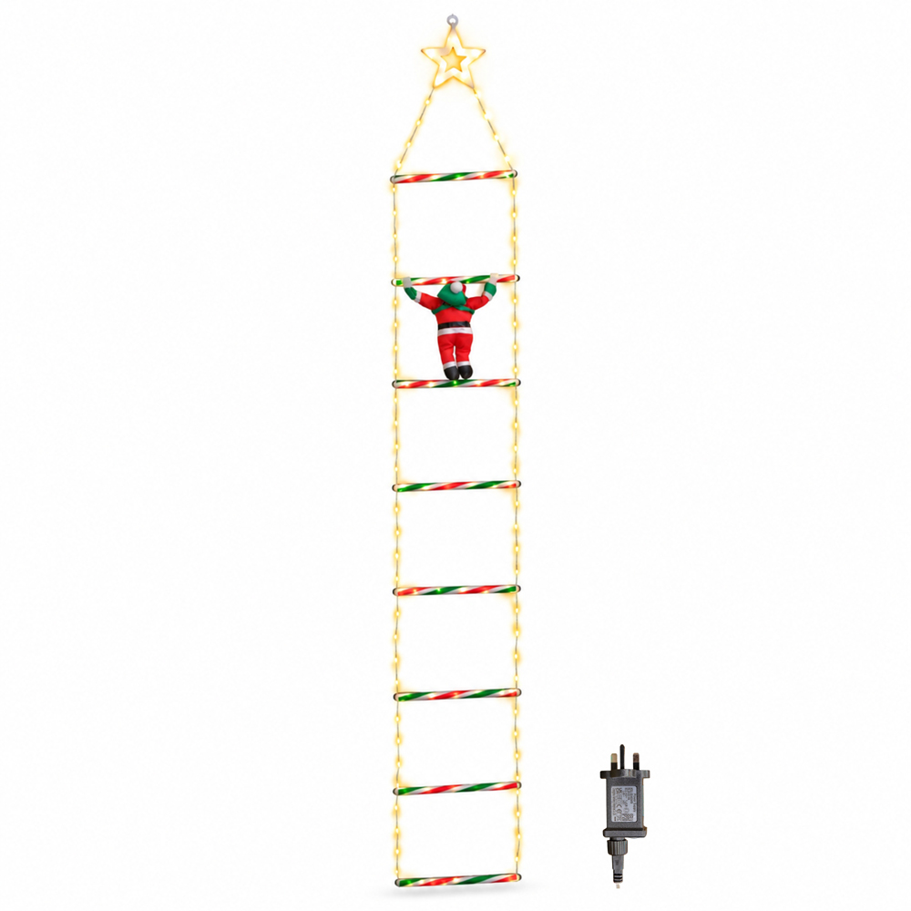 Samuel Alexander 124 Warm White LED Light-Up Santa Climbing Ladder Christmas Decoration 1.92m Image 2