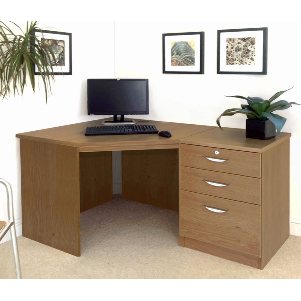 R White Cabinets 2 Drawer Single Cabinet Dark Brown Set-07 Corner Desk Image 4