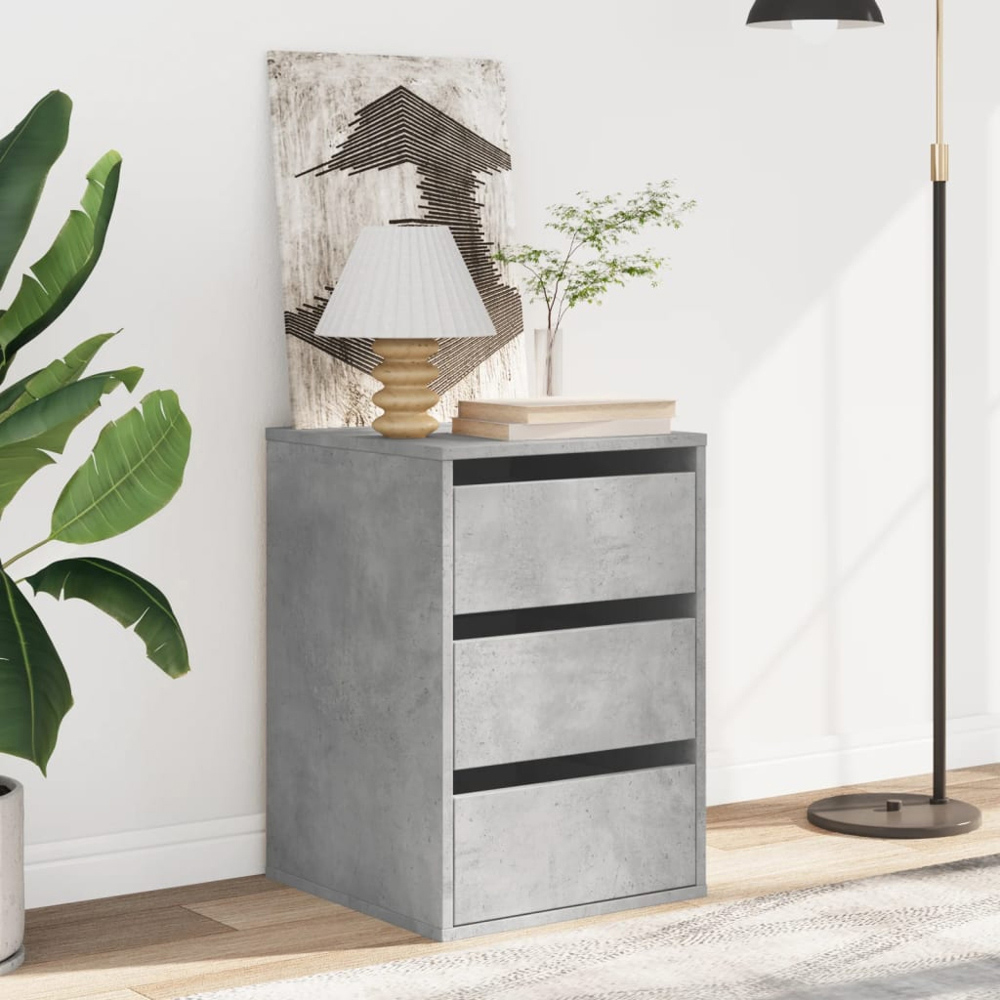 vidaXL 3 Drawer Concrete Grey Wooden Chest of Drawers Image 8