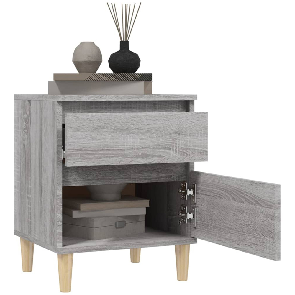 vidaXL Single Drawer Single Door Grey Sonoma Oak Bedside Table Set of 2 Image 3